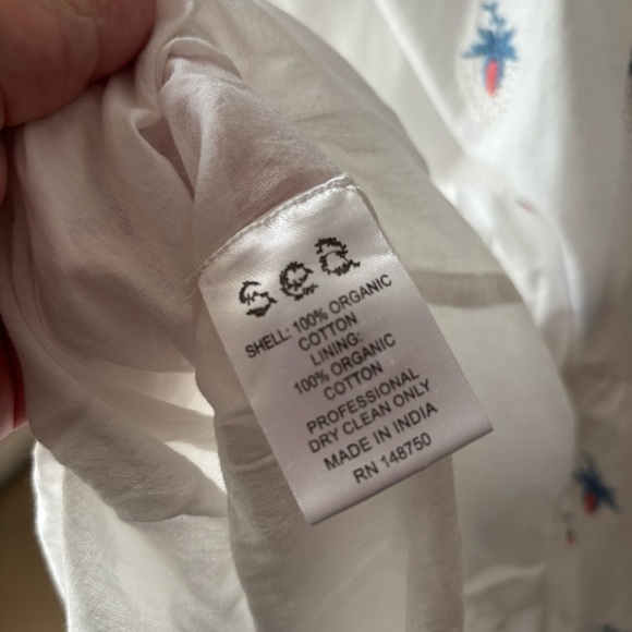 Sea New York Cream Renee Embroidered Strawberry Dress L 100% Cotton - Picture 6 of 8